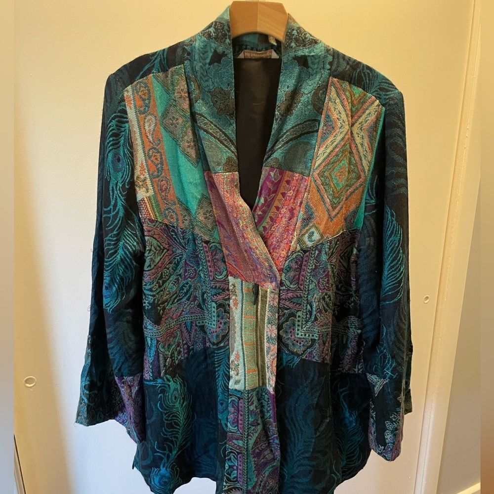 Soft Surroundings Colorful Patchwork Blazer Size … - image 1